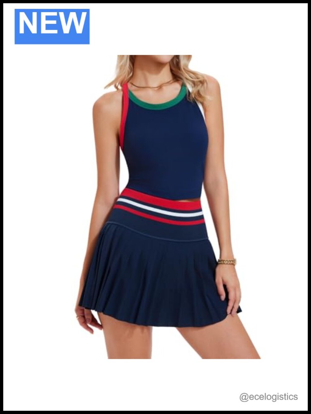 Women's Tennis Skirt 2 Piece Set High Waisted Athletic Tank & Pleated Skirt